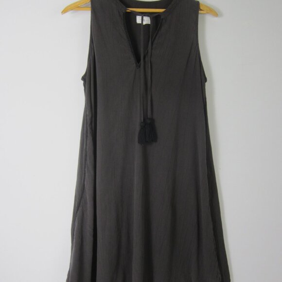 Lou and Grey  Womens S Tunic Shift Dress Sleeveless Tassels Gray Embroidered - Picture 2 of 11
